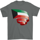 Curled Kuwait Flag Kuwaiti Day Football Mens T-Shirt 100% Cotton Charcoal