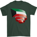 Curled Kuwait Flag Kuwaiti Day Football Mens T-Shirt 100% Cotton Forest Green