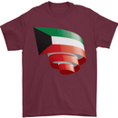 Curled Kuwait Flag Kuwaiti Day Football Mens T-Shirt 100% Cotton Maroon