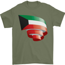 Curled Kuwait Flag Kuwaiti Day Football Mens T-Shirt 100% Cotton Military Green