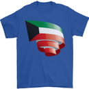 Curled Kuwait Flag Kuwaiti Day Football Mens T-Shirt 100% Cotton Royal Blue