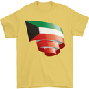 Curled Kuwait Flag Kuwaiti Day Football Mens T-Shirt 100% Cotton Yellow