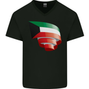 Curled Kuwait Flag Kuwaiti Day Football Mens V-Neck Cotton T-Shirt Black