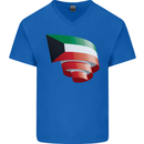 Curled Kuwait Flag Kuwaiti Day Football Mens V-Neck Cotton T-Shirt Royal Blue