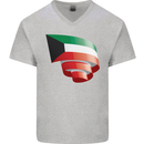 Curled Kuwait Flag Kuwaiti Day Football Mens V-Neck Cotton T-Shirt Sports Grey