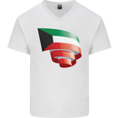 Curled Kuwait Flag Kuwaiti Day Football Mens V-Neck Cotton T-Shirt White