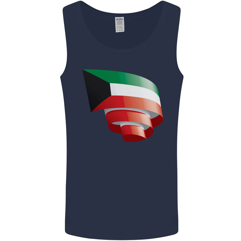 Curled Kuwait Flag Kuwaiti Day Football Mens Vest Tank Top Navy Blue