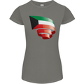 Curled Kuwait Flag Kuwaiti Day Football Womens Petite Cut T-Shirt Charcoal