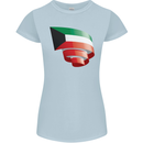 Curled Kuwait Flag Kuwaiti Day Football Womens Petite Cut T-Shirt Light Blue