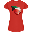 Curled Kuwait Flag Kuwaiti Day Football Womens Petite Cut T-Shirt Red