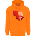 Curled Kyrgyzstan Flag Kyrgyz Day Football Childrens Kids Hoodie Orange