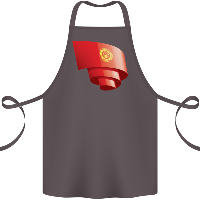 Curled Kyrgyzstan Flag Kyrgyz Day Football Cotton Apron 100% Organic Dark Grey