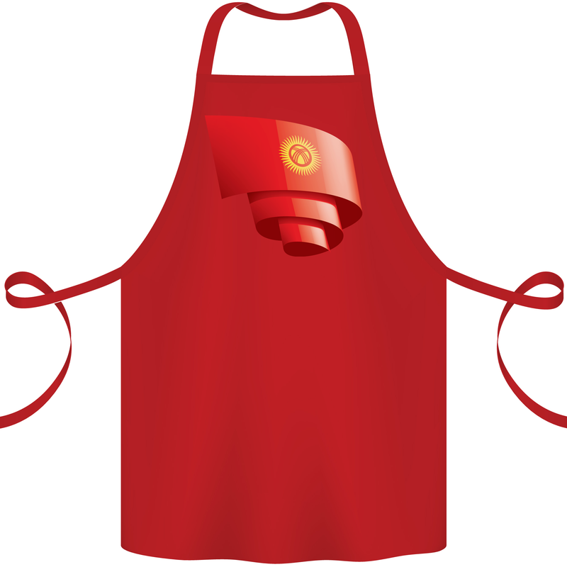 Curled Kyrgyzstan Flag Kyrgyz Day Football Cotton Apron 100% Organic Red