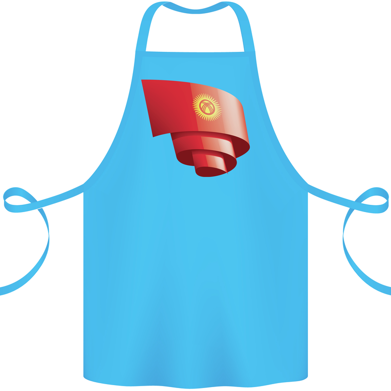Curled Kyrgyzstan Flag Kyrgyz Day Football Cotton Apron 100% Organic Turquoise
