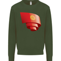 Curled Kyrgyzstan Flag Kyrgyz Day Football Kids Sweatshirt Jumper Forest Green