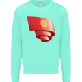 Curled Kyrgyzstan Flag Kyrgyz Day Football Kids Sweatshirt Jumper Peppermint