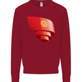 Curled Kyrgyzstan Flag Kyrgyz Day Football Kids Sweatshirt Jumper Red