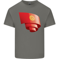 Curled Kyrgyzstan Flag Kyrgyz Day Football Kids T-Shirt Childrens Charcoal