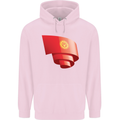 Curled Kyrgyzstan Flag Kyrgyz Day Football Mens 80% Cotton Hoodie Light Pink