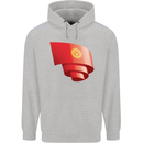 Curled Kyrgyzstan Flag Kyrgyz Day Football Mens 80% Cotton Hoodie Sports Grey