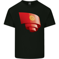 Curled Kyrgyzstan Flag Kyrgyz Day Football Mens Cotton T-Shirt Tee Top Black