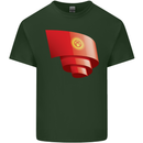 Curled Kyrgyzstan Flag Kyrgyz Day Football Mens Cotton T-Shirt Tee Top Forest Green