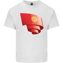 Curled Kyrgyzstan Flag Kyrgyz Day Football Mens Cotton T-Shirt Tee Top White