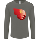 Curled Kyrgyzstan Flag Kyrgyz Day Football Mens Long Sleeve T-Shirt Charcoal