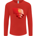 Curled Kyrgyzstan Flag Kyrgyz Day Football Mens Long Sleeve T-Shirt Red