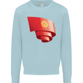 Curled Kyrgyzstan Flag Kyrgyz Day Football Mens Sweatshirt Jumper Light Blue