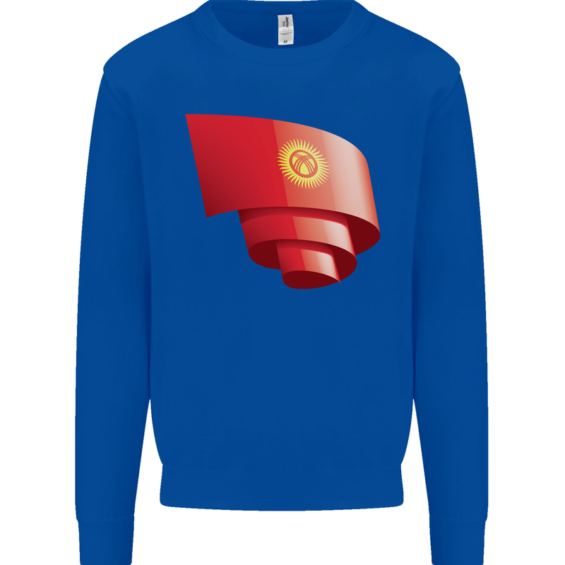 Curled Kyrgyzstan Flag Kyrgyz Day Football Mens Sweatshirt Jumper Royal Blue