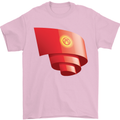 Curled Kyrgyzstan Flag Kyrgyz Day Football Mens T-Shirt 100% Cotton Light Pink
