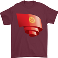 Curled Kyrgyzstan Flag Kyrgyz Day Football Mens T-Shirt 100% Cotton Maroon