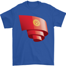 Curled Kyrgyzstan Flag Kyrgyz Day Football Mens T-Shirt 100% Cotton Royal Blue