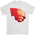 Curled Kyrgyzstan Flag Kyrgyz Day Football Mens T-Shirt 100% Cotton White