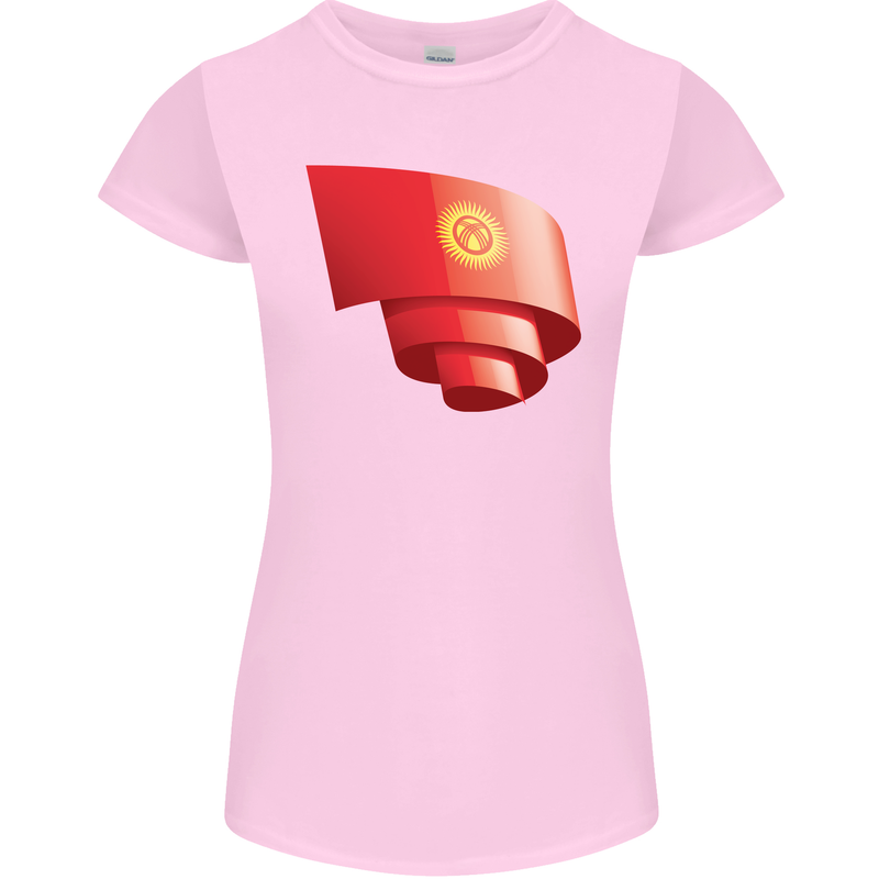 Curled Kyrgyzstan Flag Kyrgyz Day Football Womens Petite Cut T-Shirt Light Pink