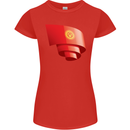 Curled Kyrgyzstan Flag Kyrgyz Day Football Womens Petite Cut T-Shirt Red