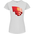 Curled Kyrgyzstan Flag Kyrgyz Day Football Womens Petite Cut T-Shirt White