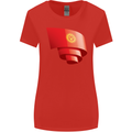 Curled Kyrgyzstan Flag Kyrgyz Day Football Womens Wider Cut T-Shirt Red