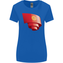 Curled Kyrgyzstan Flag Kyrgyz Day Football Womens Wider Cut T-Shirt Royal Blue