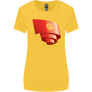 Curled Kyrgyzstan Flag Kyrgyz Day Football Womens Wider Cut T-Shirt Yellow