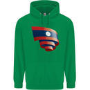 Curled Laos Flag Laotian Day Football Childrens Kids Hoodie Irish Green