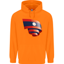Curled Laos Flag Laotian Day Football Childrens Kids Hoodie Orange