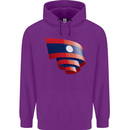 Curled Laos Flag Laotian Day Football Childrens Kids Hoodie Purple