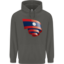 Curled Laos Flag Laotian Day Football Childrens Kids Hoodie Storm Grey