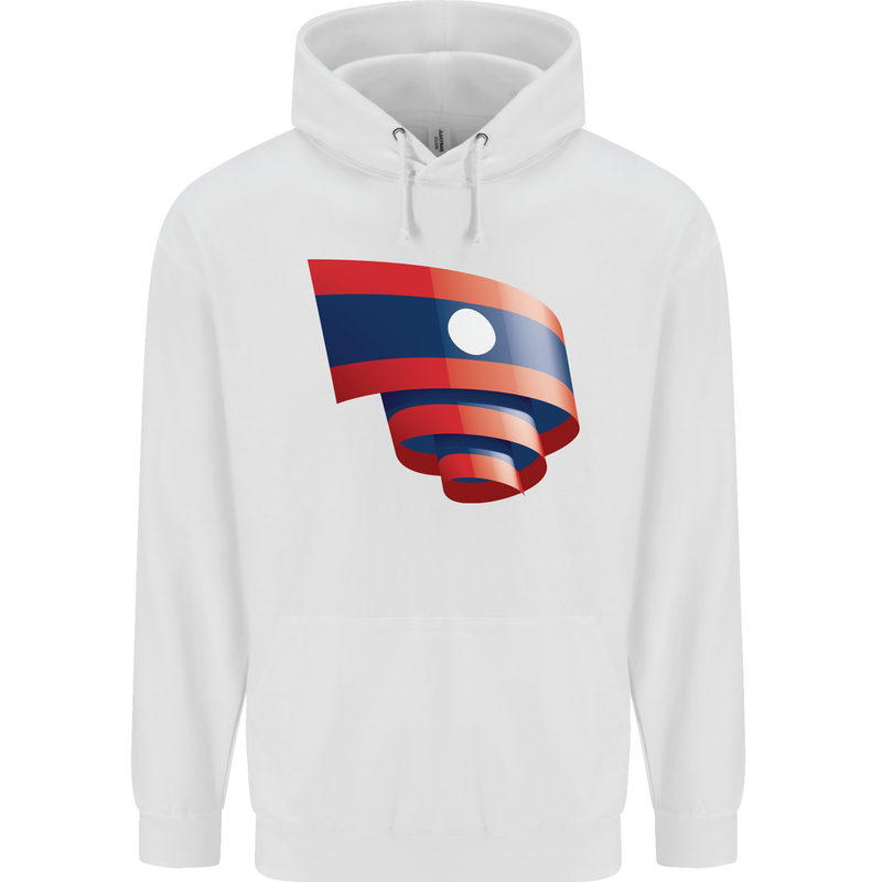 Curled Laos Flag Laotian Day Football Childrens Kids Hoodie White