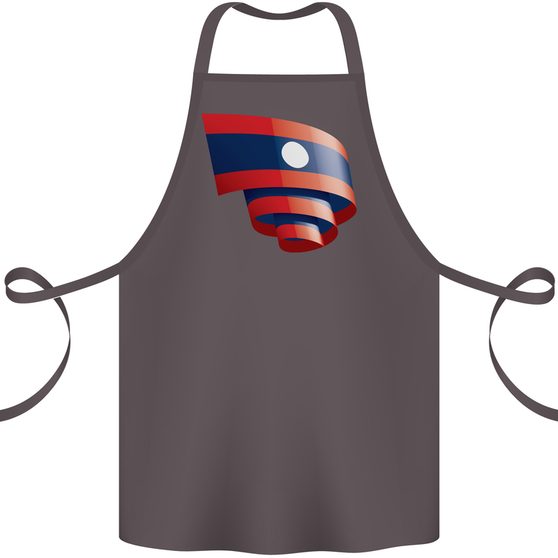 Curled Laos Flag Laotian Day Football Cotton Apron 100% Organic Dark Grey
