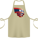 Curled Laos Flag Laotian Day Football Cotton Apron 100% Organic Khaki