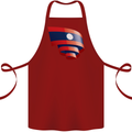 Curled Laos Flag Laotian Day Football Cotton Apron 100% Organic Maroon