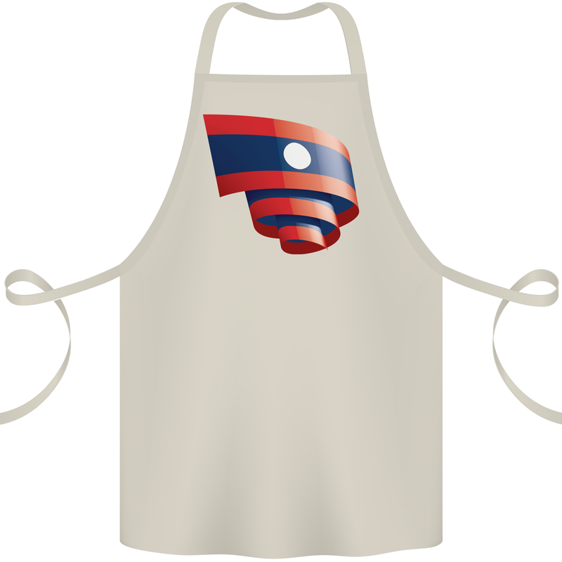 Curled Laos Flag Laotian Day Football Cotton Apron 100% Organic Natural